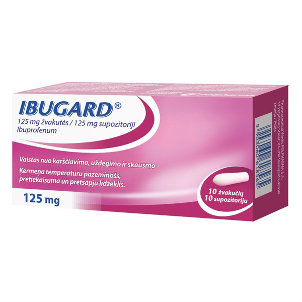 Ibugard ibuprofenas žvakučių forma - skausmui ir karščiavimui malšinti